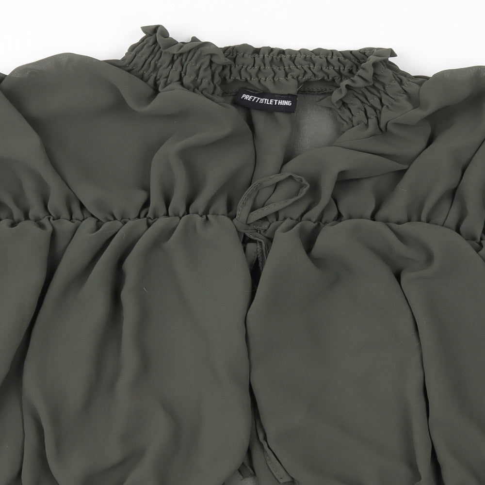PRETTYLITTLETHING Womens Green   Basic Blouse Size 12