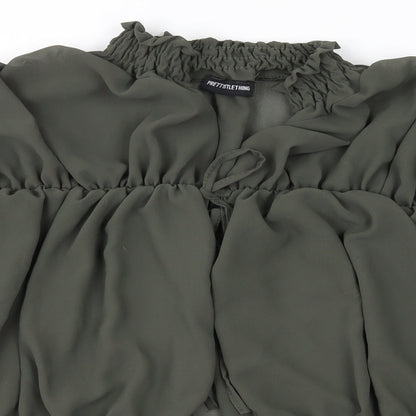 PRETTYLITTLETHING Womens Green   Basic Blouse Size 12