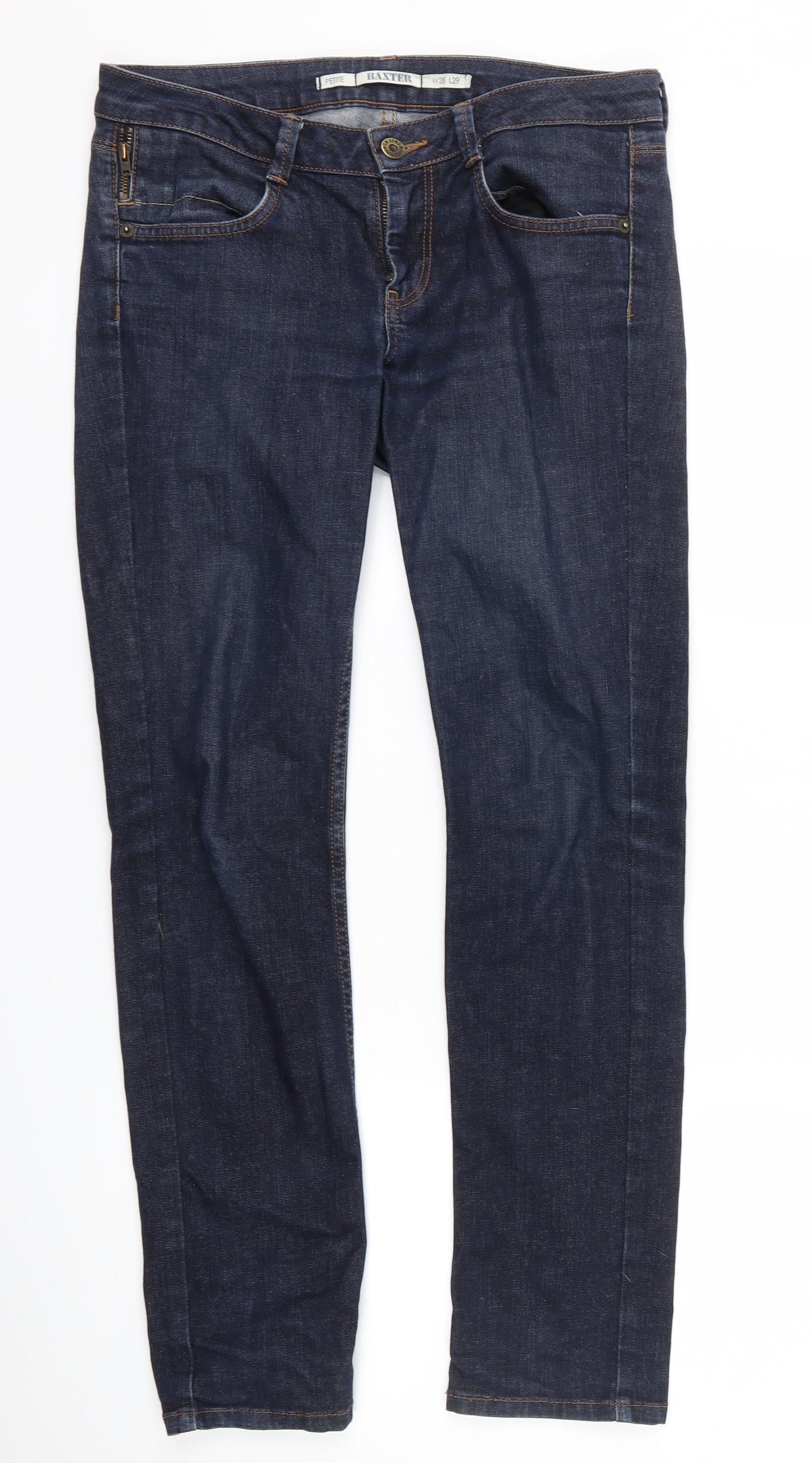 Topshop Womens Blue  Denim Straight Jeans Size 28 in L29 in