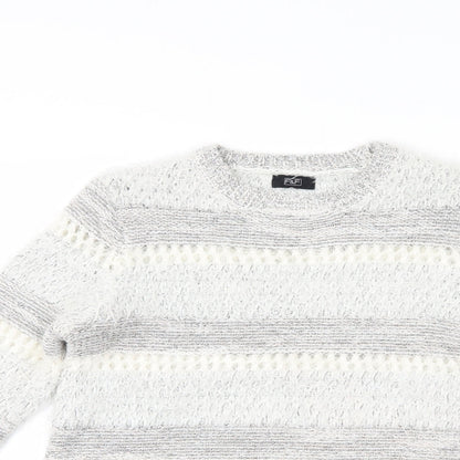 F&F Womens Grey Striped  Pullover Jumper Size 8