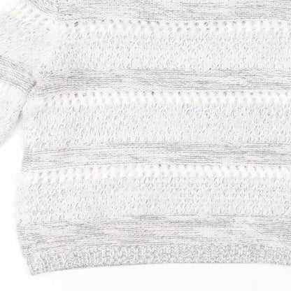 F&F Womens Grey Striped  Pullover Jumper Size 8
