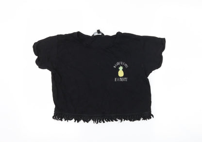 New Look Girls Black   Cropped T-Shirt Size 12-13 Years  - slogan