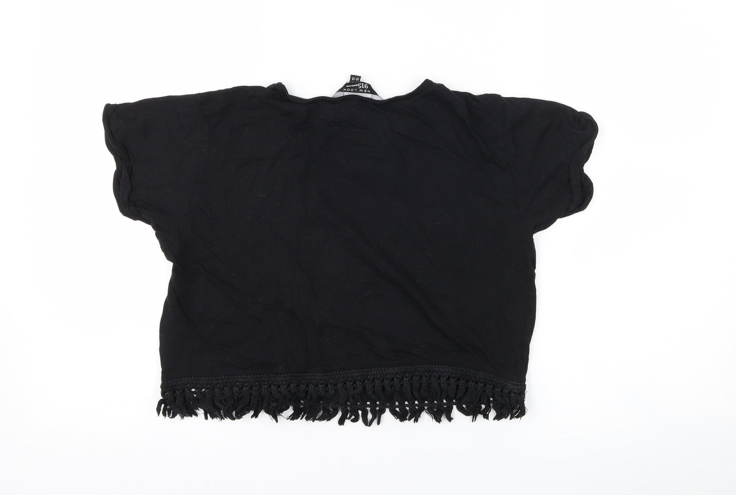 New Look Girls Black   Cropped T-Shirt Size 12-13 Years  - slogan