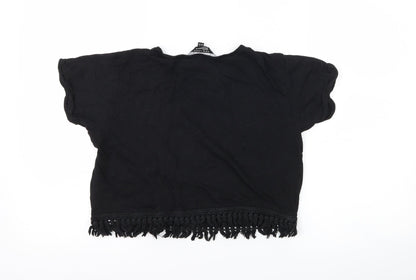 New Look Girls Black   Cropped T-Shirt Size 12-13 Years  - slogan