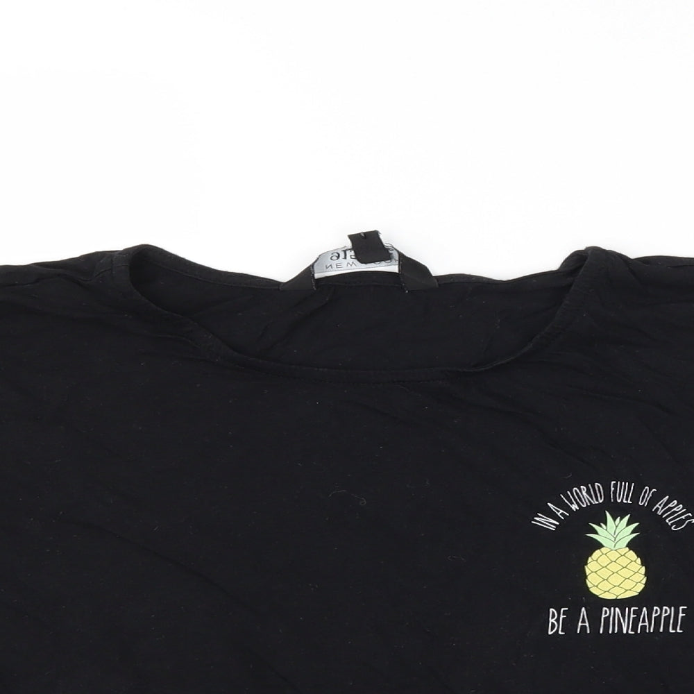 New Look Girls Black   Cropped T-Shirt Size 12-13 Years  - slogan