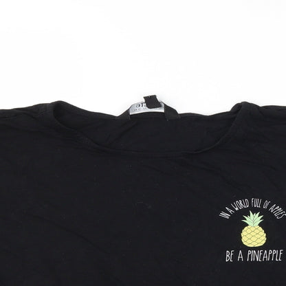 New Look Girls Black   Cropped T-Shirt Size 12-13 Years  - slogan