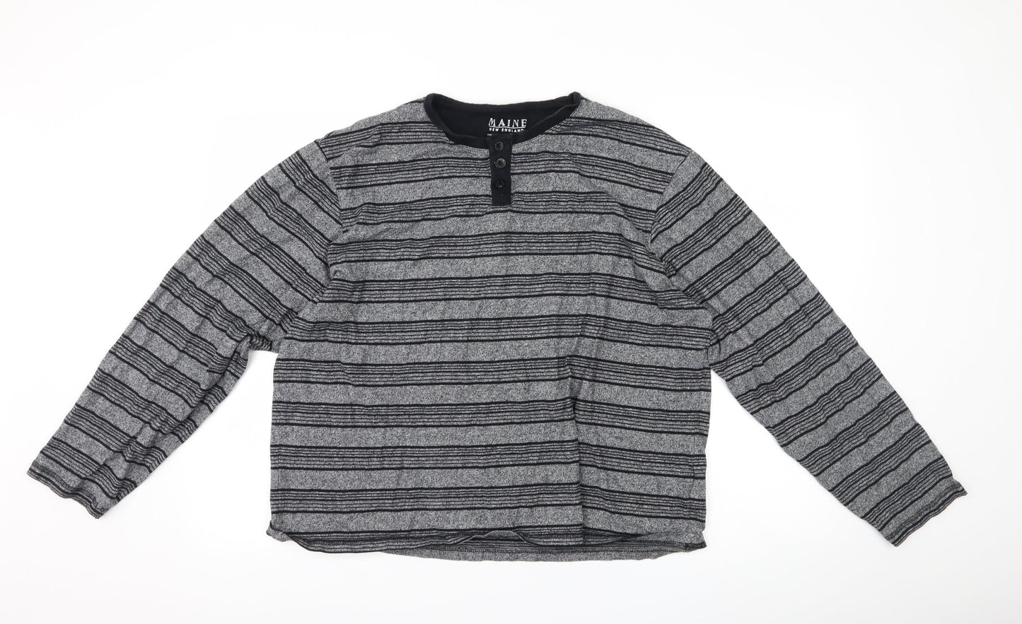 Maine Mens Black Striped   T-Shirt Size M