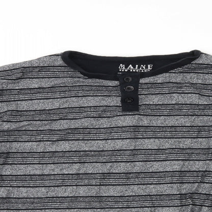 Maine Mens Black Striped   T-Shirt Size M