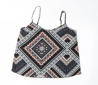 Miss Selfridge Womens Black Geometric  Camisole Blouse Size 14