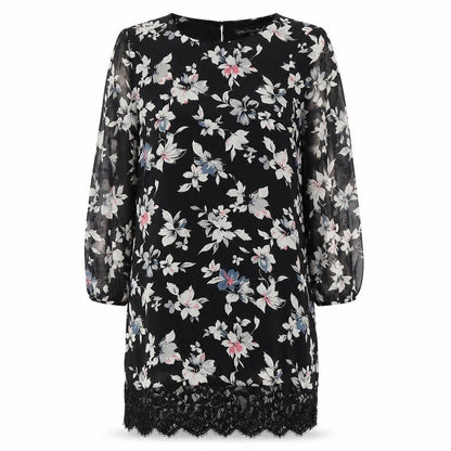 Mela Loves London Womens Black Floral  Pencil Dress  Size 14