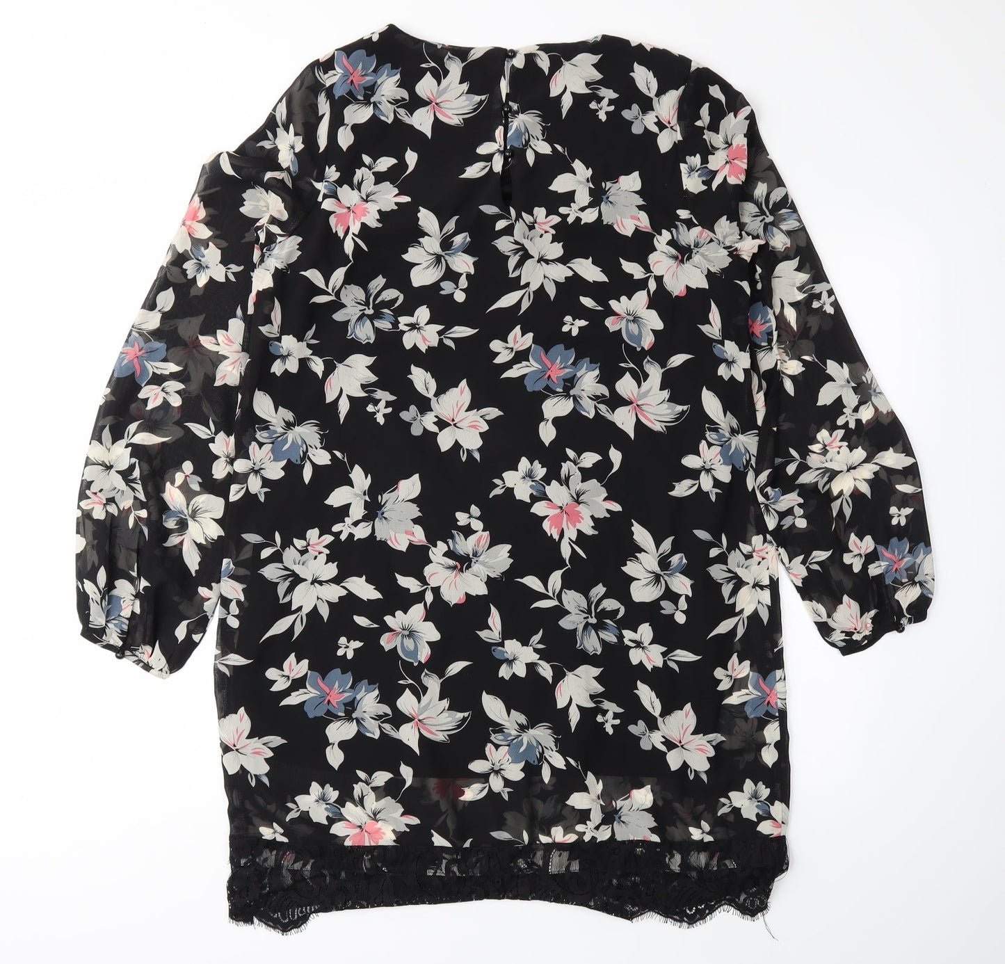 Mela Loves London Womens Black Floral  Pencil Dress  Size 14