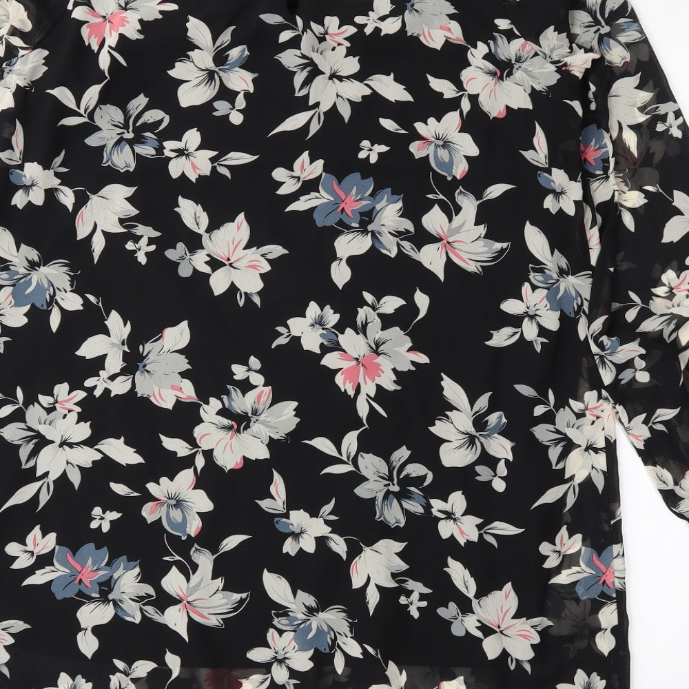 Mela Loves London Womens Black Floral  Pencil Dress  Size 14