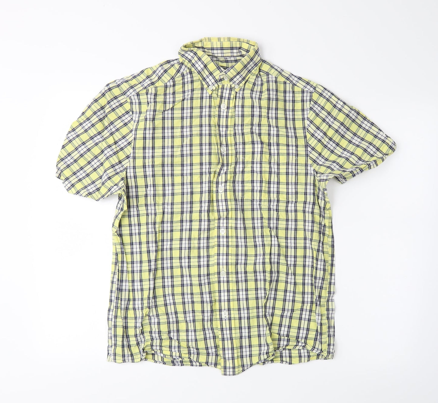 Mens UK Size S Blue Harbour Yellow  Button-Up Short Sleeve Casual Shirt