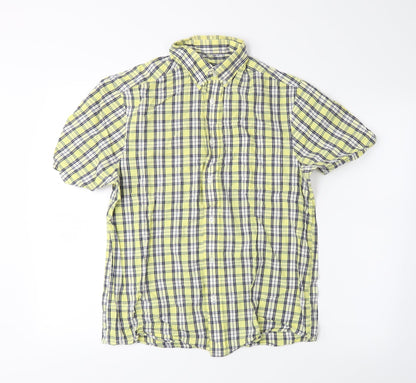 Mens UK Size S Blue Harbour Yellow  Button-Up Short Sleeve Casual Shirt