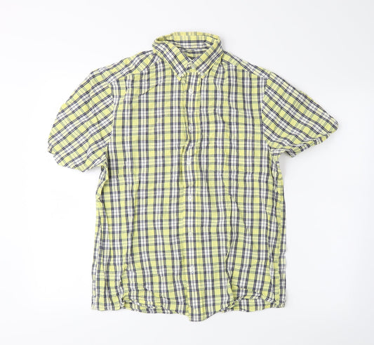 Mens UK Size S Blue Harbour Yellow  Button-Up Short Sleeve Casual Shirt