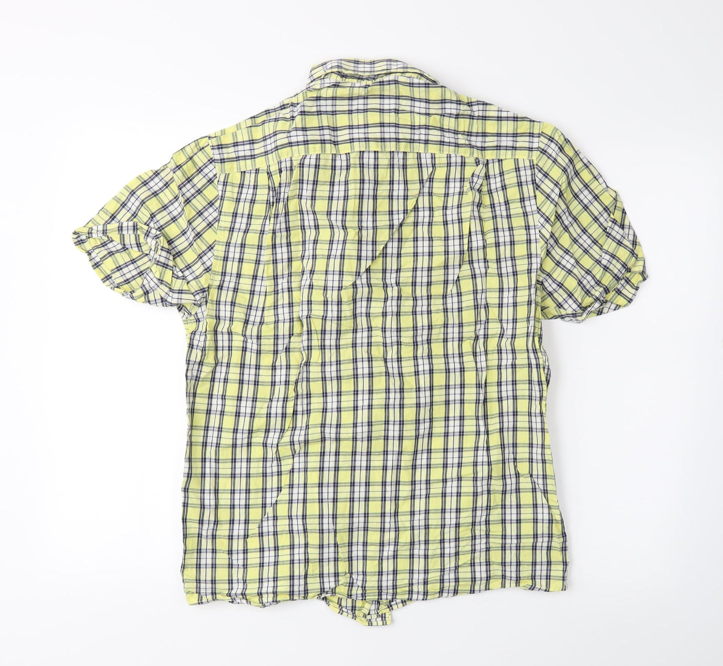 Mens UK Size S Blue Harbour Yellow  Button-Up Short Sleeve Casual Shirt