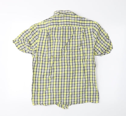 Mens UK Size S Blue Harbour Yellow  Button-Up Short Sleeve Casual Shirt