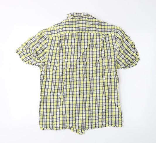 Mens UK Size S Blue Harbour Yellow  Button-Up Short Sleeve Casual Shirt