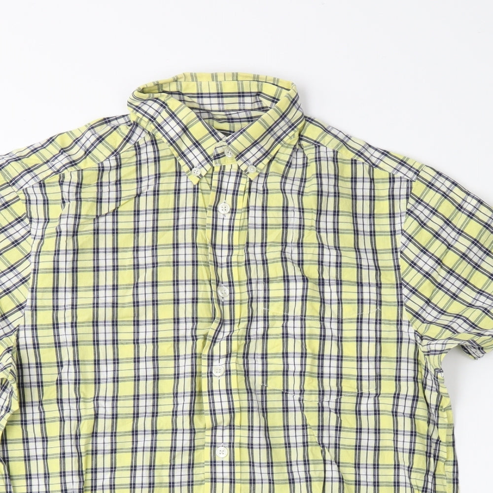 Mens UK Size S Blue Harbour Yellow  Button-Up Short Sleeve Casual Shirt