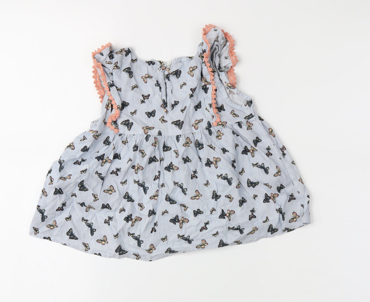 Primark Girls Blue Striped  Basic Blouse Size 5-6 Years