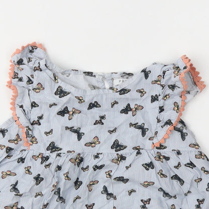 Primark Girls Blue Striped  Basic Blouse Size 5-6 Years