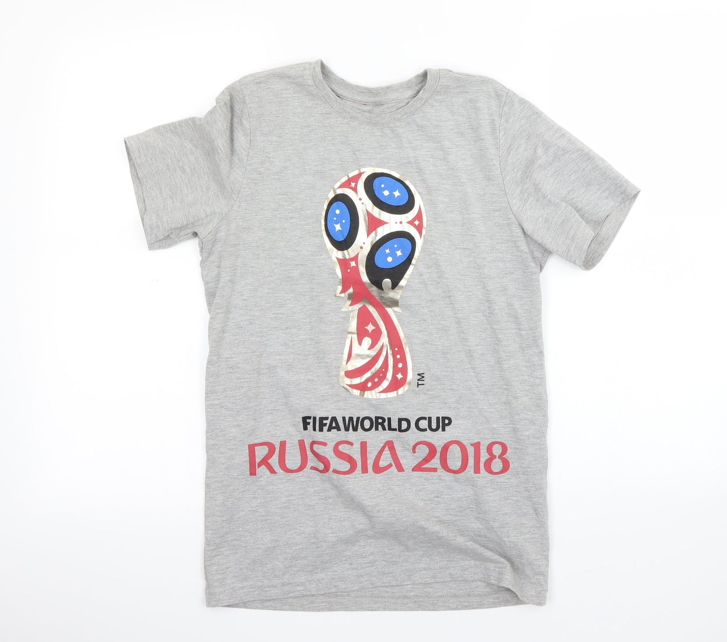 Preworn Boys Grey   Basic T-Shirt Size 12-13 Years  - fifa world cup