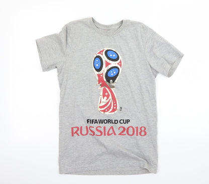 Preworn Boys Grey   Basic T-Shirt Size 12-13 Years  - fifa world cup