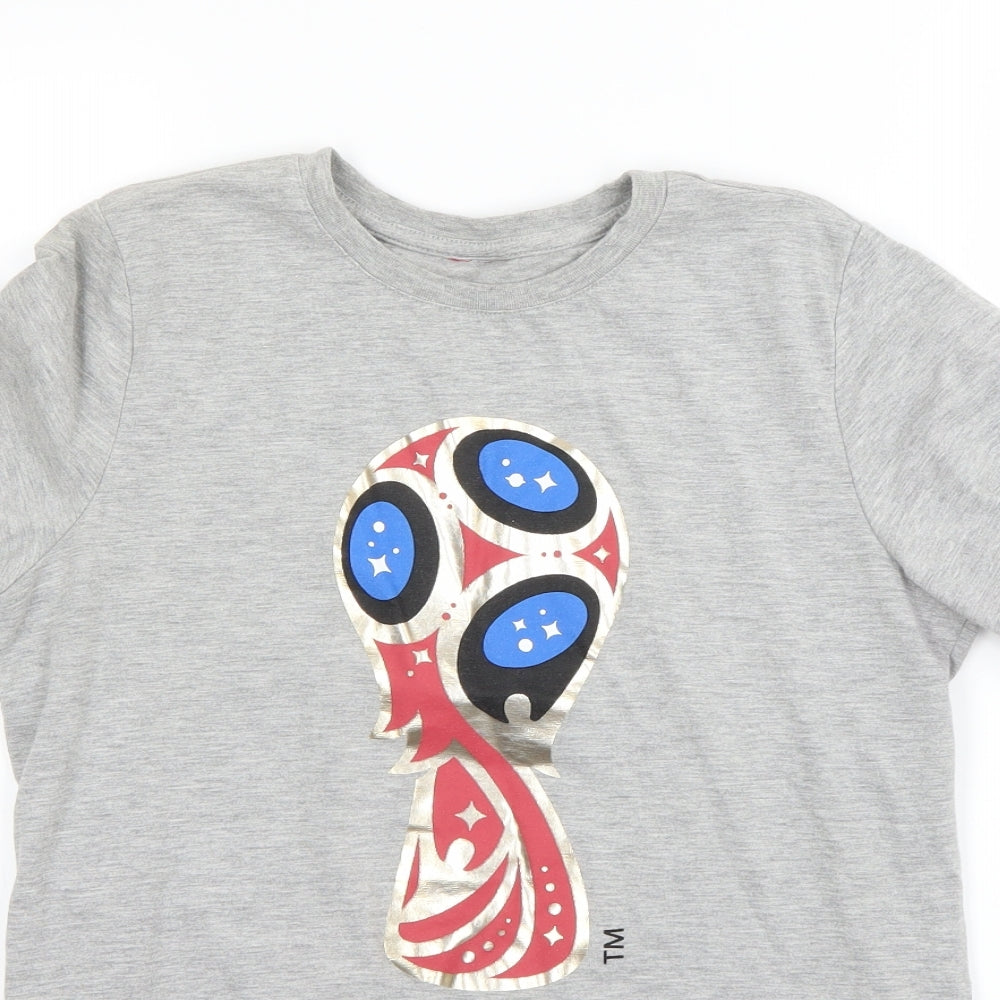 Preworn Boys Grey   Basic T-Shirt Size 12-13 Years  - fifa world cup