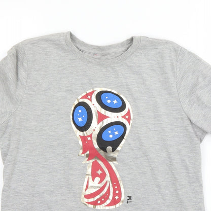 Preworn Boys Grey   Basic T-Shirt Size 12-13 Years  - fifa world cup
