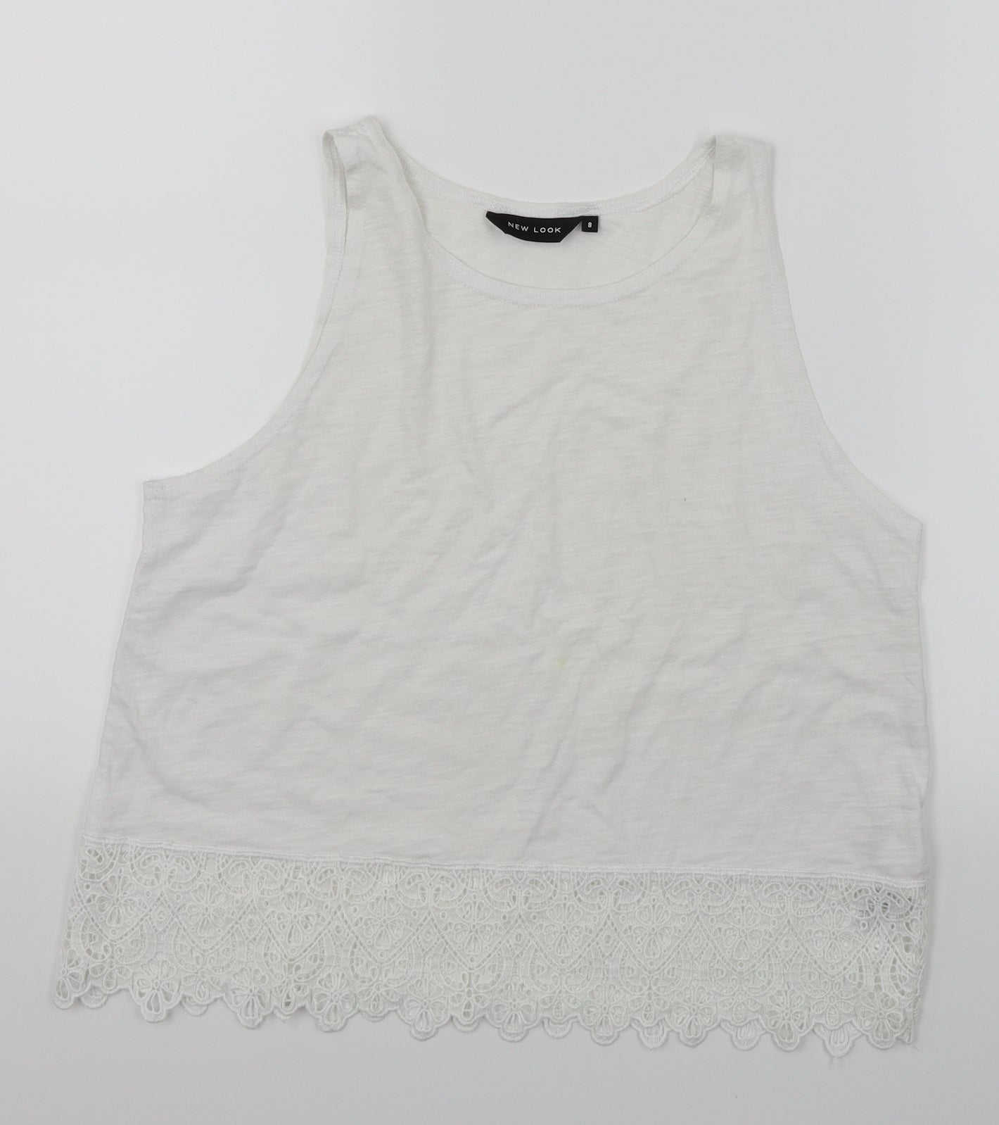 Womens UK Size 8 New Look White Cropped Tank
