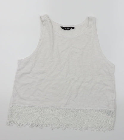 Womens UK Size 8 New Look White Cropped Tank