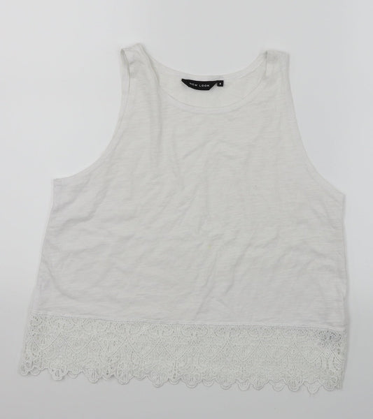 Womens UK Size 8 New Look White Cropped Tank
