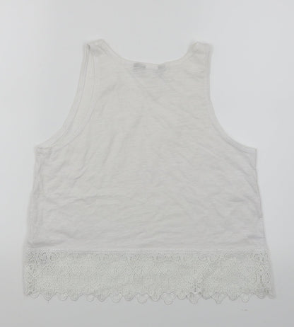 Womens UK Size 8 New Look White Cropped Tank