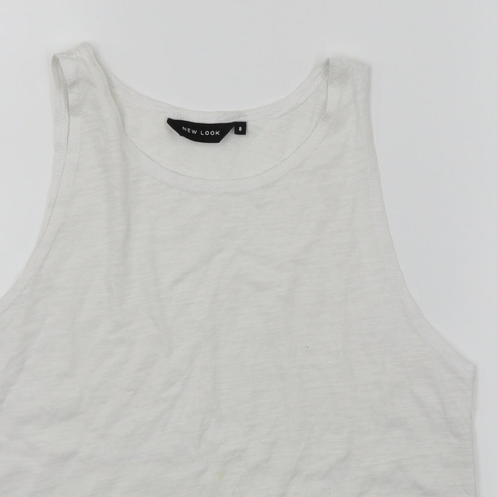 Womens UK Size 8 New Look White Cropped Tank