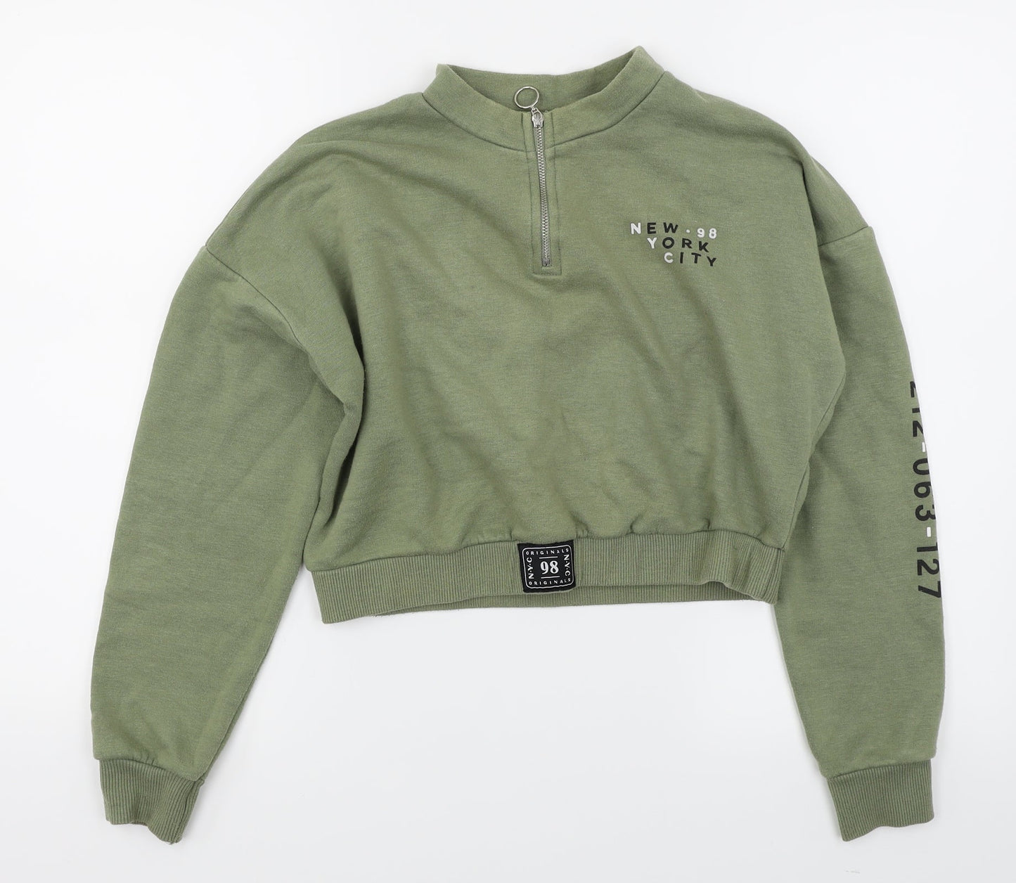 915 Girls Green   Pullover Sweatshirt Size 12-13 Years  - Cropped