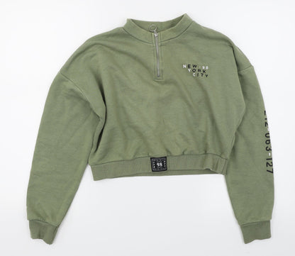 915 Girls Green   Pullover Sweatshirt Size 12-13 Years  - Cropped