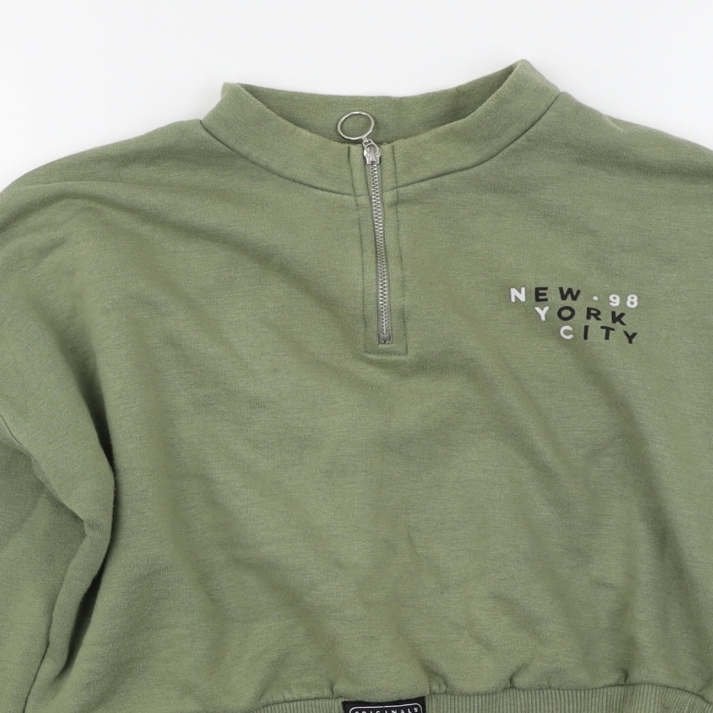 915 Girls Green   Pullover Sweatshirt Size 12-13 Years  - Cropped
