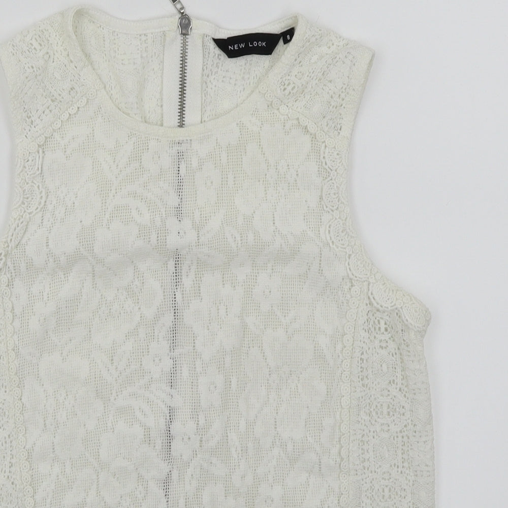 Womens UK Size 8 New Look White Basic Blouse