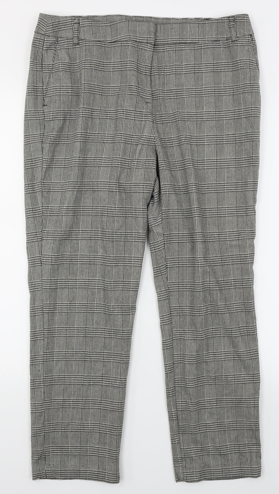 TU Womens Green Check  Trousers  Size 14 L25 in