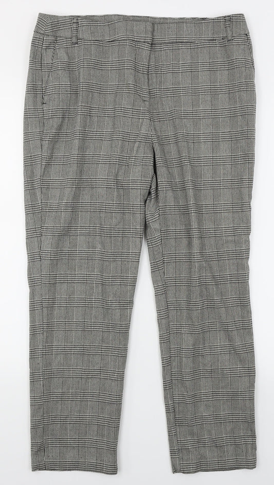 TU Womens Green Check  Trousers  Size 14 L25 in