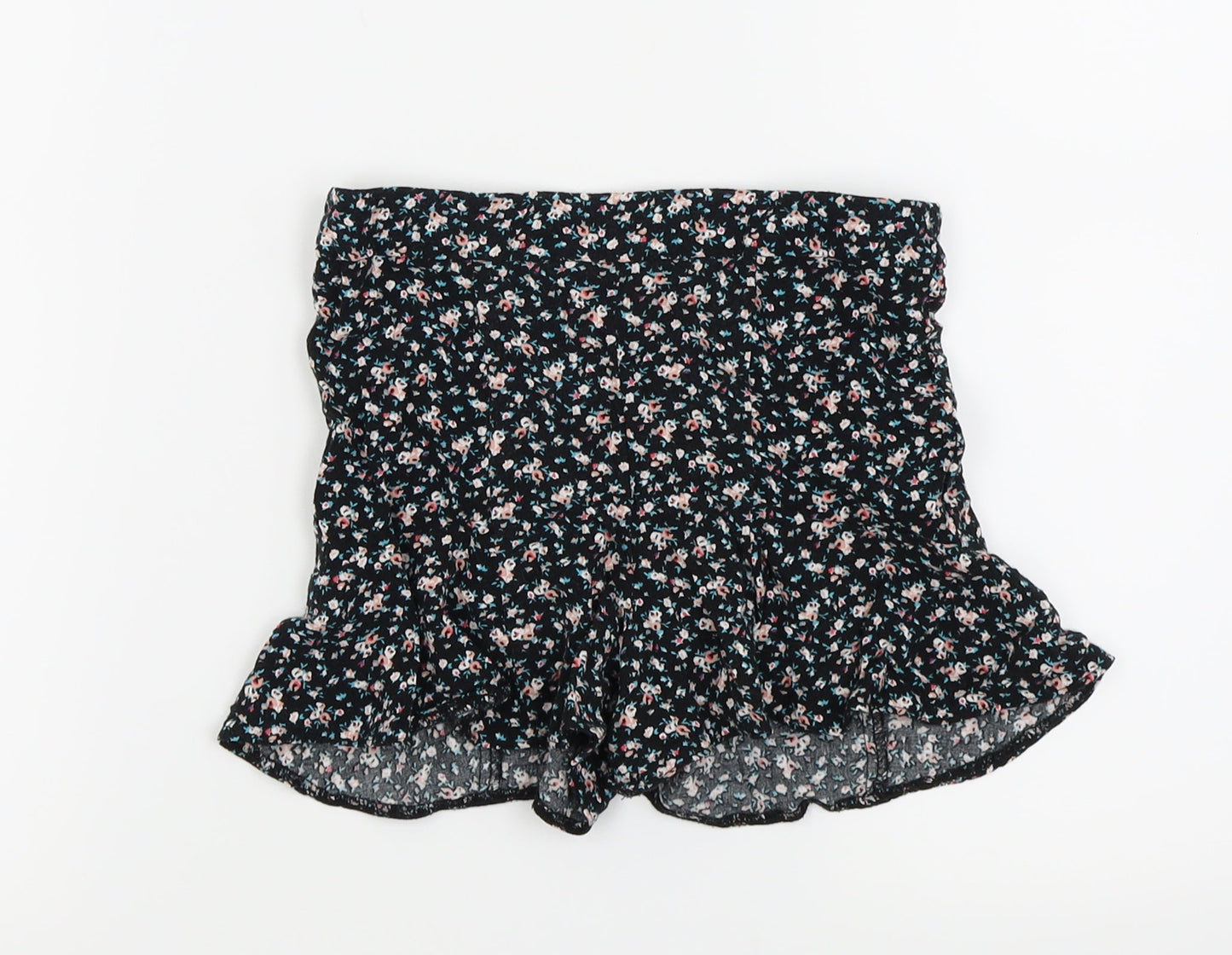 New Look Girls Black Floral  Hot Pants Shorts Size 9 Years