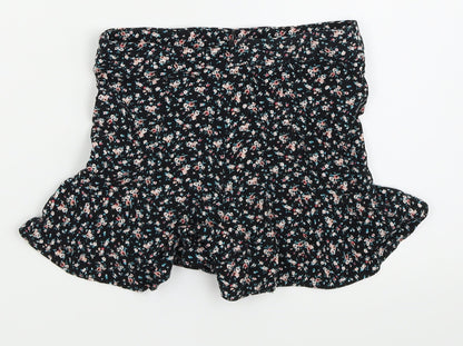 New Look Girls Black Floral  Hot Pants Shorts Size 9 Years