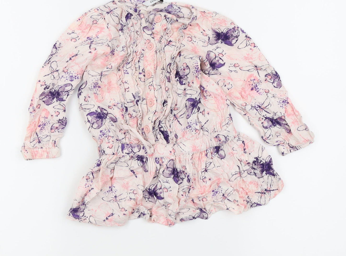 Asda George Girls Pink Animal Print  Fit & Flare  Size 2-3 Years
