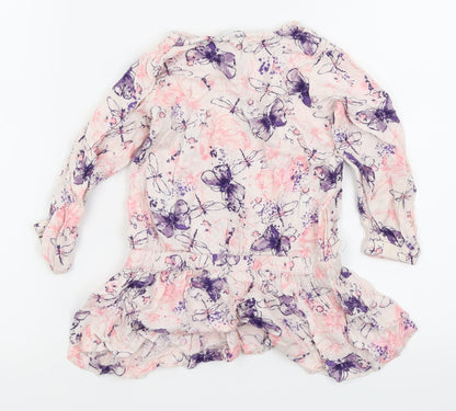 Asda George Girls Pink Animal Print  Fit & Flare  Size 2-3 Years