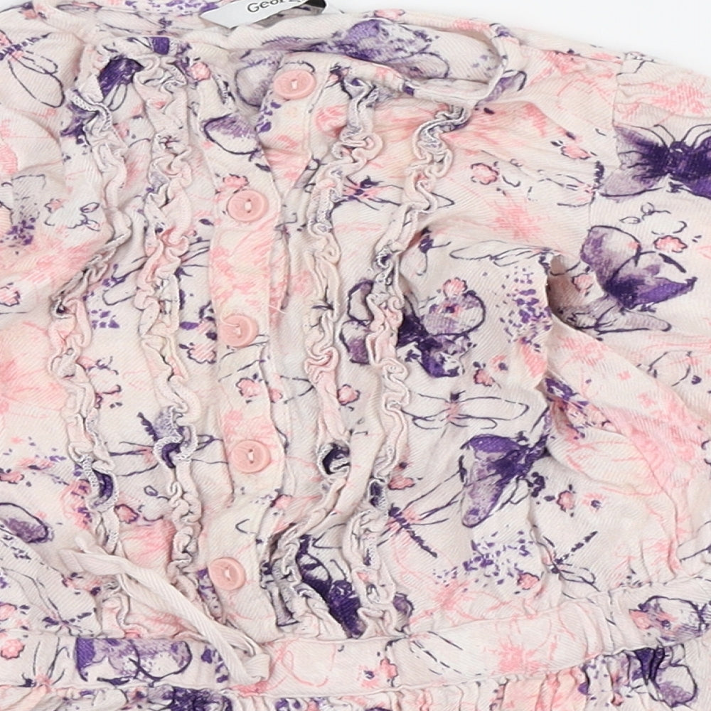 Asda George Girls Pink Animal Print  Fit & Flare  Size 2-3 Years
