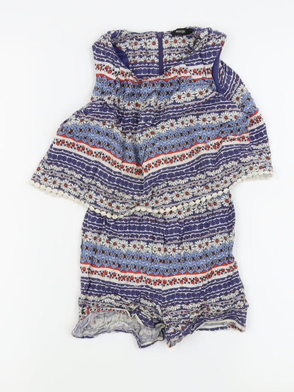 Asda George Girls Blue Flecked  Playsuit One-Piece Size 5-6 Years