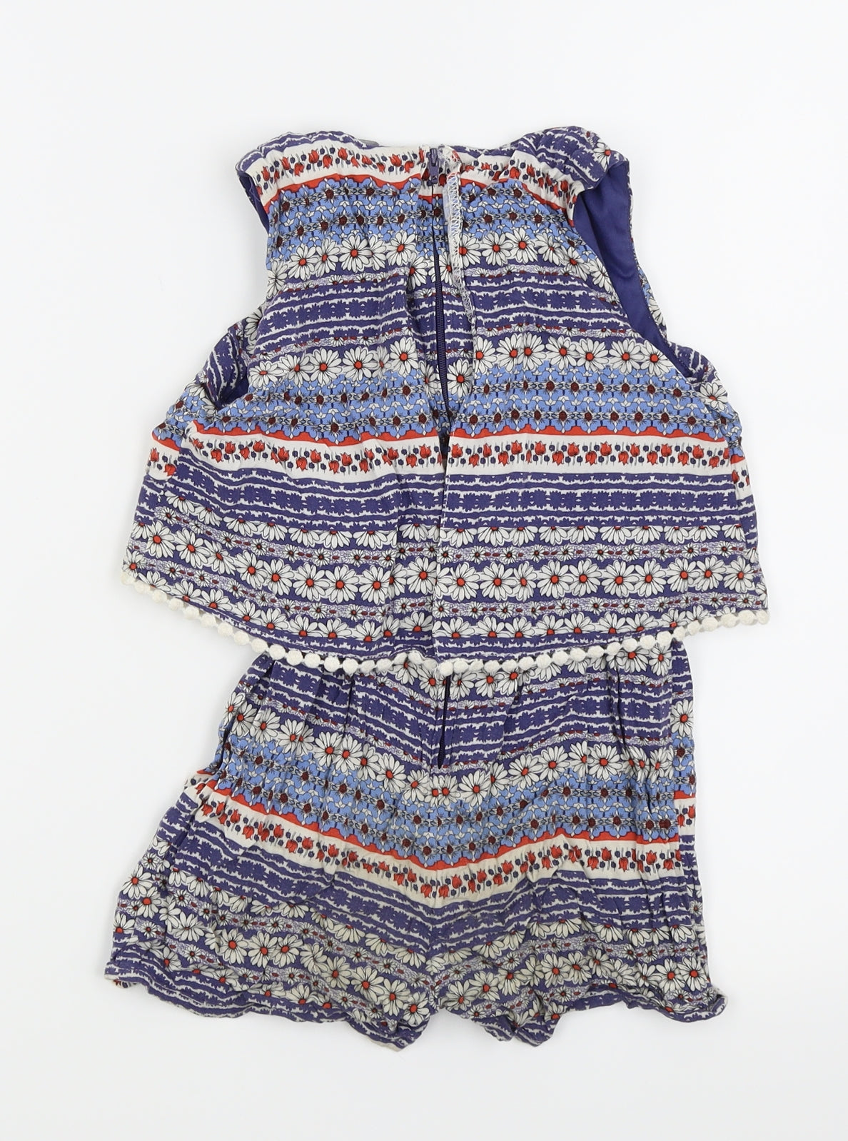 Asda George Girls Blue Flecked  Playsuit One-Piece Size 5-6 Years