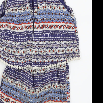Asda George Girls Blue Flecked  Playsuit One-Piece Size 5-6 Years
