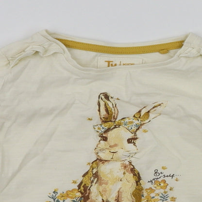 TU  Ivory Animal Print  Basic T-Shirt Size 12 Months