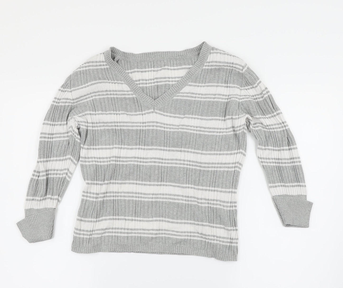 Papaya Womens Grey Striped  Pullover Jumper Size 14